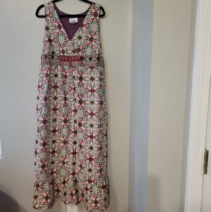 Chadwick's Women's Multicolor Floral Boho Cotton Maxi Dress. Sz 14 Prairie